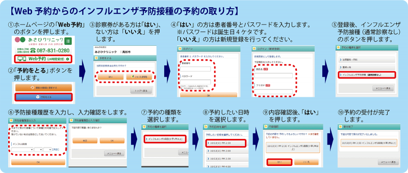 WEb予約からのインフルエンザ予防接種の予約の取り方